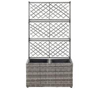 vidaXL Lit surélevé avec treillis 2 pots 58×30×107cm Poly rotin gris