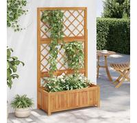 vidaXL Lit surélevé avec treillis 85x38x150 cm bois massif acacia