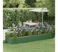 vidaXL Lit surélevé Acier revêtu par poudre 322x100x36 cm Vert