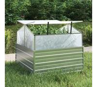 vidaXL Lit Surélevé de Jardin avec Serre Jardinière Bac à Fleurs Pot de Plantes Lit de Plantation Balcon Extérieur 316882 Gris G