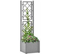 vidaXL Parterre de jardin surélevé avec treillis et système d'auto-arrosage Gris