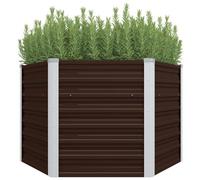 Vidaxl Lit Surélevé De Jardin Marron 129x129x77 Cm Acier Galvanisé Marron