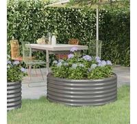vidaXL Lit Surélevé de Jardin Pot à Fleurs Boîte à Plantes Lit Surélevé Patio Terrasse Extérieur Acier Galvanisé 100x100x36 318984