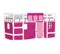 vidaXL Lit surélevé d'enfant avec rideaux rose 90x190 cm pin massif