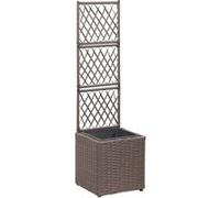 vidaXL Lit surélevé treillis 1 pot 30x30x107 cm Résine tressée Marron