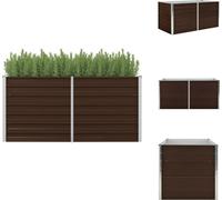 vidaXL Lit surélevé Marron 160 x 80 x 77 cm Acier galvanisé - Pots de fleurs & Jardinières