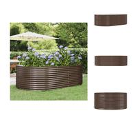 vidaXL Lit surélevé Marron 212x140x68 cm Acier revêtu par poudre - Pots de fleurs & Jardinières