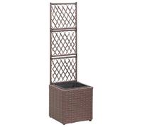 vidaXL Lit surélevé treillis 1 pot 30x30x107 cm Résine tressée Marron
