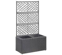Vidaxl Lit Surélevé Treillis 2 Pots 58x30x107 Cm Résine Tressée Marron
