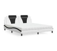 vidaXL Lit Viana avec matelas blanc et noir 180x200 cm similicuir
