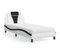 vidaXL Lit Viana avec matelas blanc et noir 90x190 cm similicuir