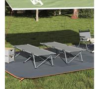 vidaXL Lits de Camping Pliables 2 pcs avec Sac de Transport Gris Tissu Oxford 600D