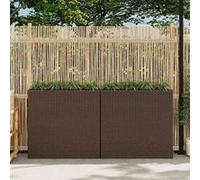 vidaXL Parterre surélevé de jardin avec 4 pots, 2 pièces, poly rotin brun