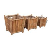vidaXL Bac à plantes 3 pcs Bambou résistant aux intempéries Carré Dimensions variées