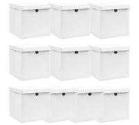 vidaXL Lot de 10 Boîtes de Rangement Blanc 32x32x32cm