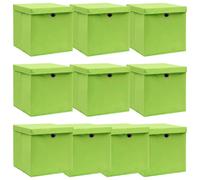 vidaXL Boîtes de rangement avec couvercles 10 pcs. Vert 32x32x32 cm Tissu