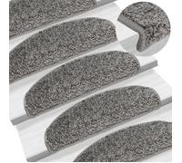 vidaXL Lot de 10 tapis d'escalier autocollants, en polypropylène, gris, 65 × 21 × 4 cm, demi-ronds