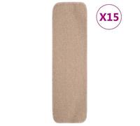 vidaXL Lot de 15 tapis d'escalier antidérapants, en polypropylène, beige, 75 × 20 cm, rectangulaires