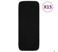 vidaXL Lot de 15 tapis d'escalier antidérapants, en polypropylène, noir, 60 × 25 cm, rectangulaires