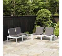 vidaXL Bancs de jardin avec coussins 2 pcs. Plastique blanc