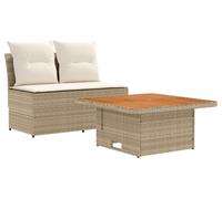 vidaXL - Lot de 2 canapés de jardin de taille moyenne avec table rabattable en polyrotin