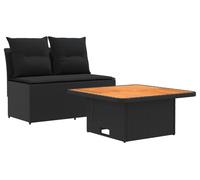 vidaXL – Canapé du milieu de jardin – Table rabattable en polyrotin – Lot de 2