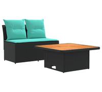 vidaXL - Lot de 2 canapés de jardin de taille moyenne avec table rabattable en polyrotin