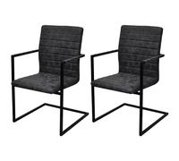 vidaXL Lot de 2 Chaises Cantilever - Noir Similicuir
