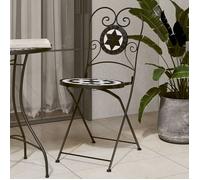 vidaXL Chaises de bistrot Lot de 2 pliables Céramique Noir et Blanc