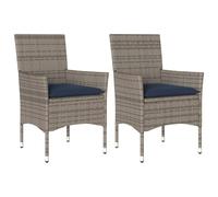 vidaXL Lot de 2 Chaises de Jardin avec Coussins, Sièges avec Accoudoirs, Fauteuils avec Dossier, Meubles de Terrasse, Moderne, Gris Résine Tressée