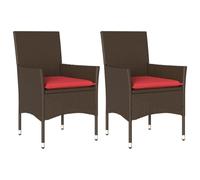 vidaXL Lot de 2 Chaises de Jardin avec Coussins, Sièges avec Accoudoirs, Fauteuils avec Dossier, Meubles de Terrasse, Moderne, Marron Résine Tressée