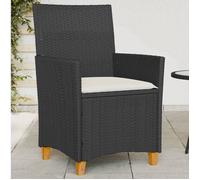 vidaXL Chaises de jardin avec coussins 2 pcs. noir poly rotin massif