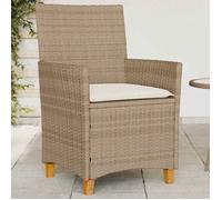 vidaXL Chaises de jardin avec coussins 2 pcs. Beige Poly Rotin Massif