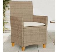 vidaXL Chaises de jardin avec coussins 2 pcs. Beige Poly Rotin Massif