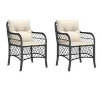 vidaXL Lot de 2 Chaises de Jardin avec Coussins, Sièges de Patio avec Housse Amovible, Meubles d'Extérieur Terrasse, Noir Résine Tressée