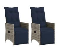 vidaXL Chaises de jardin Réglables 2 pcs. avec coussins Gris Poly Rattan