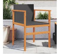 vidaXL Chaises de jardin 2 pcs. noir poly rotin et bois massif