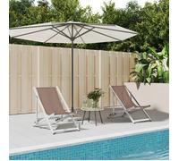 vidaXL Chaises de plage 2 pcs. Pliable Marron Aluminium et Textilène