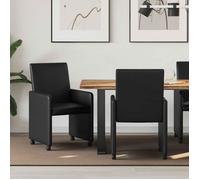 VIDAXL Lot de 2 chaises de salle à manger simili cuir noir avec roulettes 57 x 66 x 94 cm