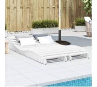 vidaXL Lot de 2 Chaises Longues, Bain de Soleil, Transat de Terrasse, Siège de Jardin Patio Balcon Extérieur, Blanc Bois 832575