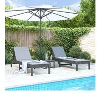 vidaXL Bains de soleil 2 pcs. Gris 199,5x60x74 cm Pin massif
