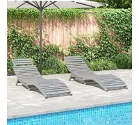 Vidaxl lot de 2 chaises longues bois d'acacia gris
