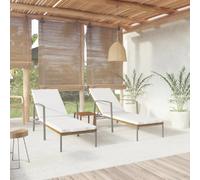 VIDAXL Lot de 2 Chaises longues et Table - Marron