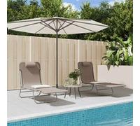 vidaXL Bain de soleil pliable 2 pcs. Marron Textilène et acier