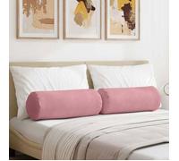 vidaXL Coussins d'accent cylindriques Velours côtelé, housses amovibles Rose Ø25×70 cm Lot de 2