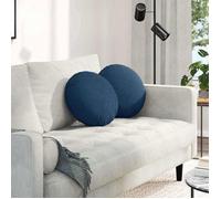 VIDAXL Lot de 2 coussins d'assise ronds Bleu Ø40 x 13 cm - housses zippées déhoussables, lavables en machine