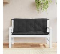 vidaXL Lot de 2 Coussins de Banc de Jardin, Revêtement de Banc avec Jeux de Cordes, Coussin d'Extérieur Imperméable, Noir 120x50x7 cm Tissu Oxford