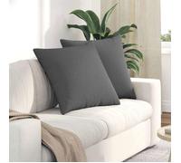 VIDAXL - Lot de 2 coussins de canapé 80 x 80 cm gris foncé, housses amovibles, polyester