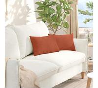 VIDAXL Lot de 2 coussins de canapé velours côtelé rouge orange 50 x 30 cm