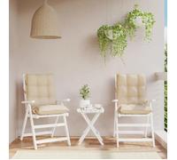 vidaXL Lot de 2 Coussins de Chaise à Dossier Bas, Galette de Siège Imperméable, Coussin d'Extérieur Anti-Glissement Jardin Terrasse, Beige Tissu Oxford